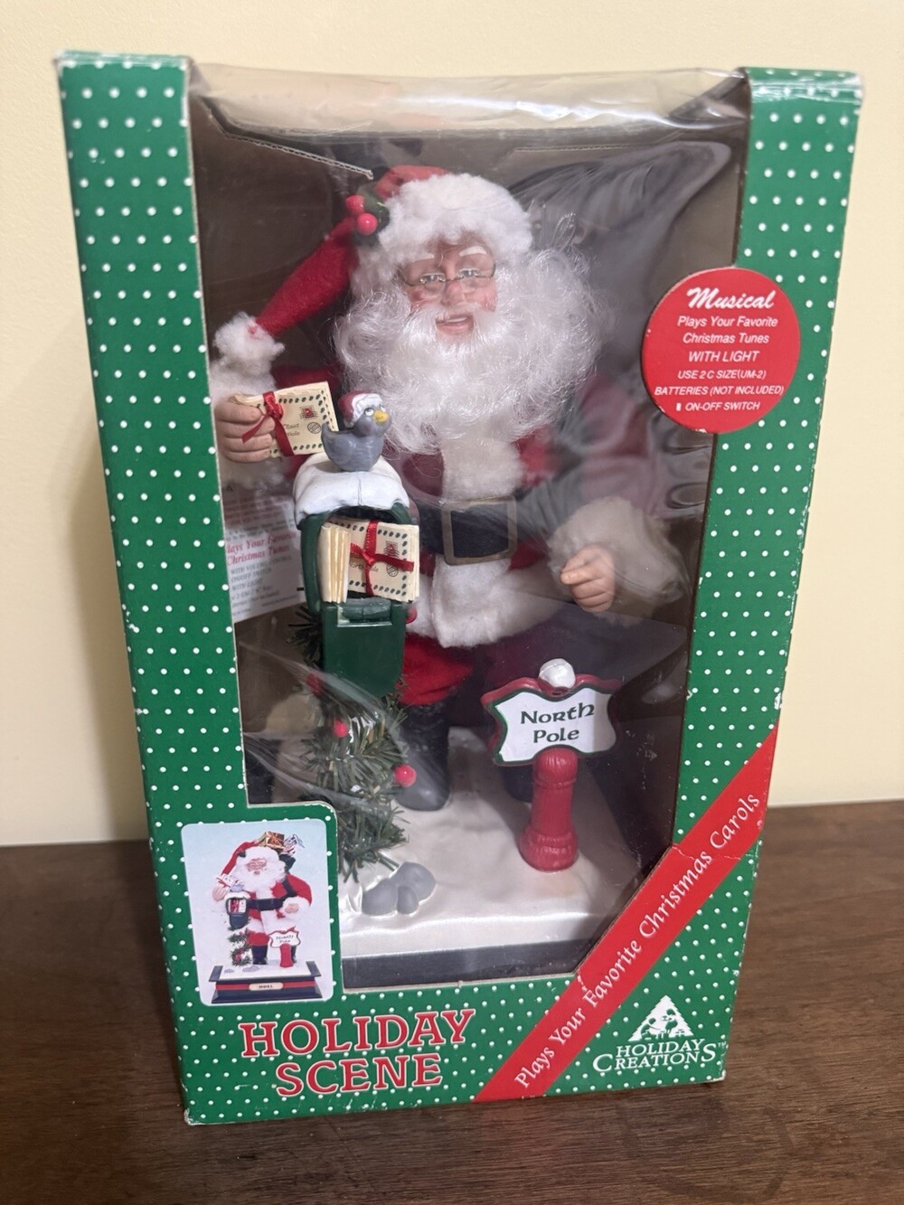 1993 Holiday Creations Santa Claus Lighted North Pole Vintage Christmas Decor